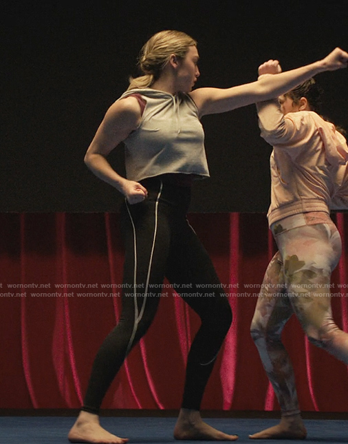 Tory’s black piping leggings on Cobra Kai