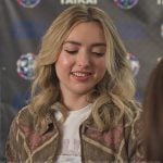 Tory’s printed jacket and tee on Cobra Kai