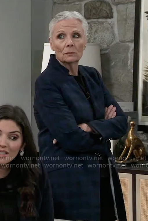 Tracy’s blue checked blazer on General Hospital