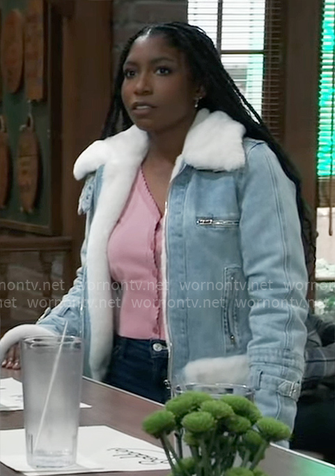 Trina’s denim and fur jacket on General Hospital