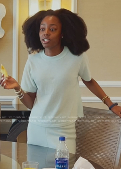 Venita’s blue terry knit top and pant set on Southern Charm