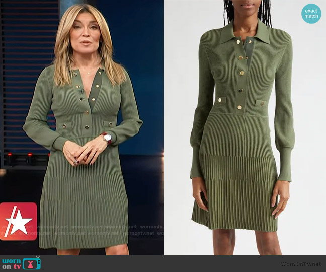Veronica Beard Lauper Ribbed Dress worn by Kit Hoover on Access Hollywood