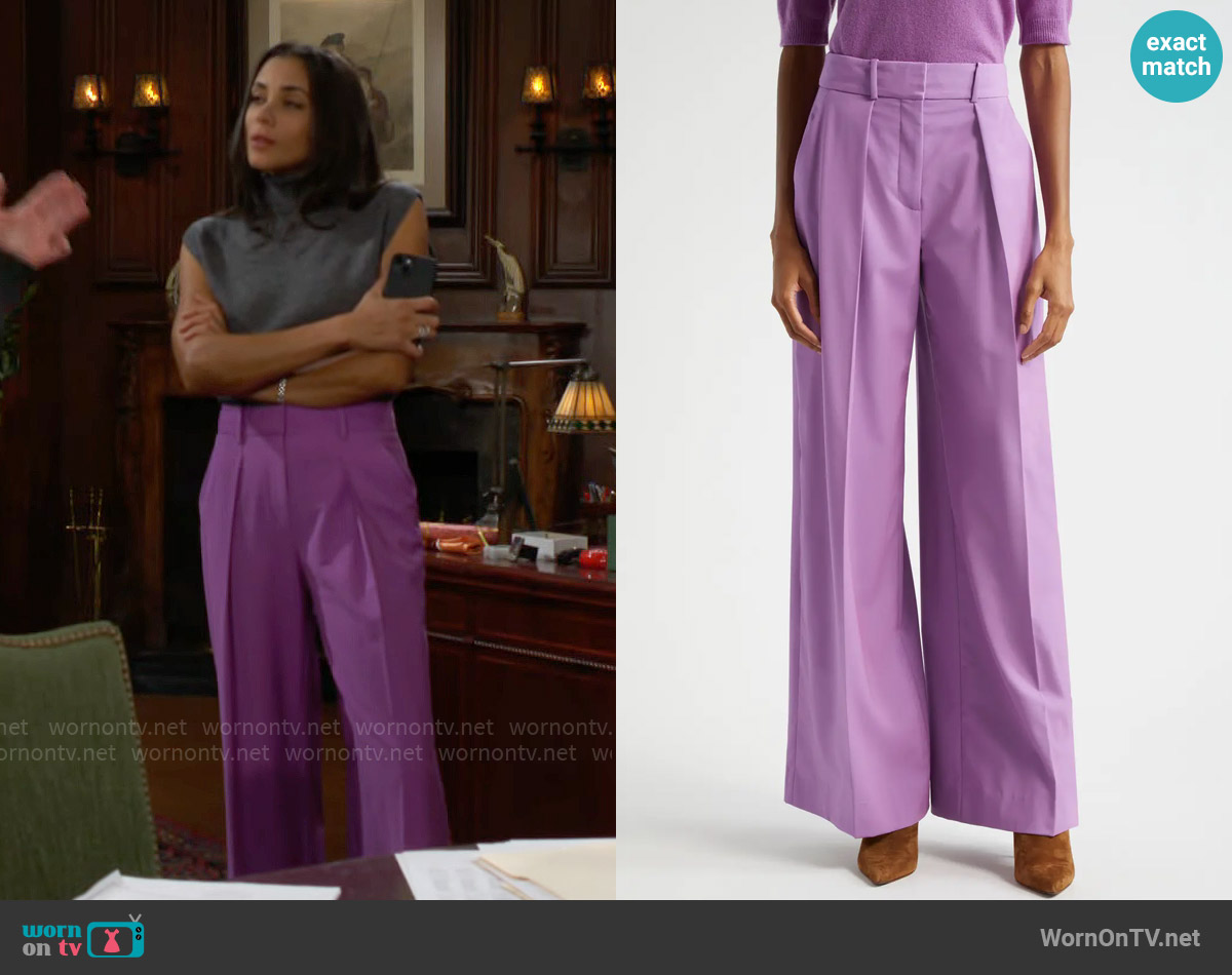 Veronica Beard Sonia Pants in Orchid Dusk worn by Daphne Rose (Murielle Hilaire) on The Bold and the Beautiful