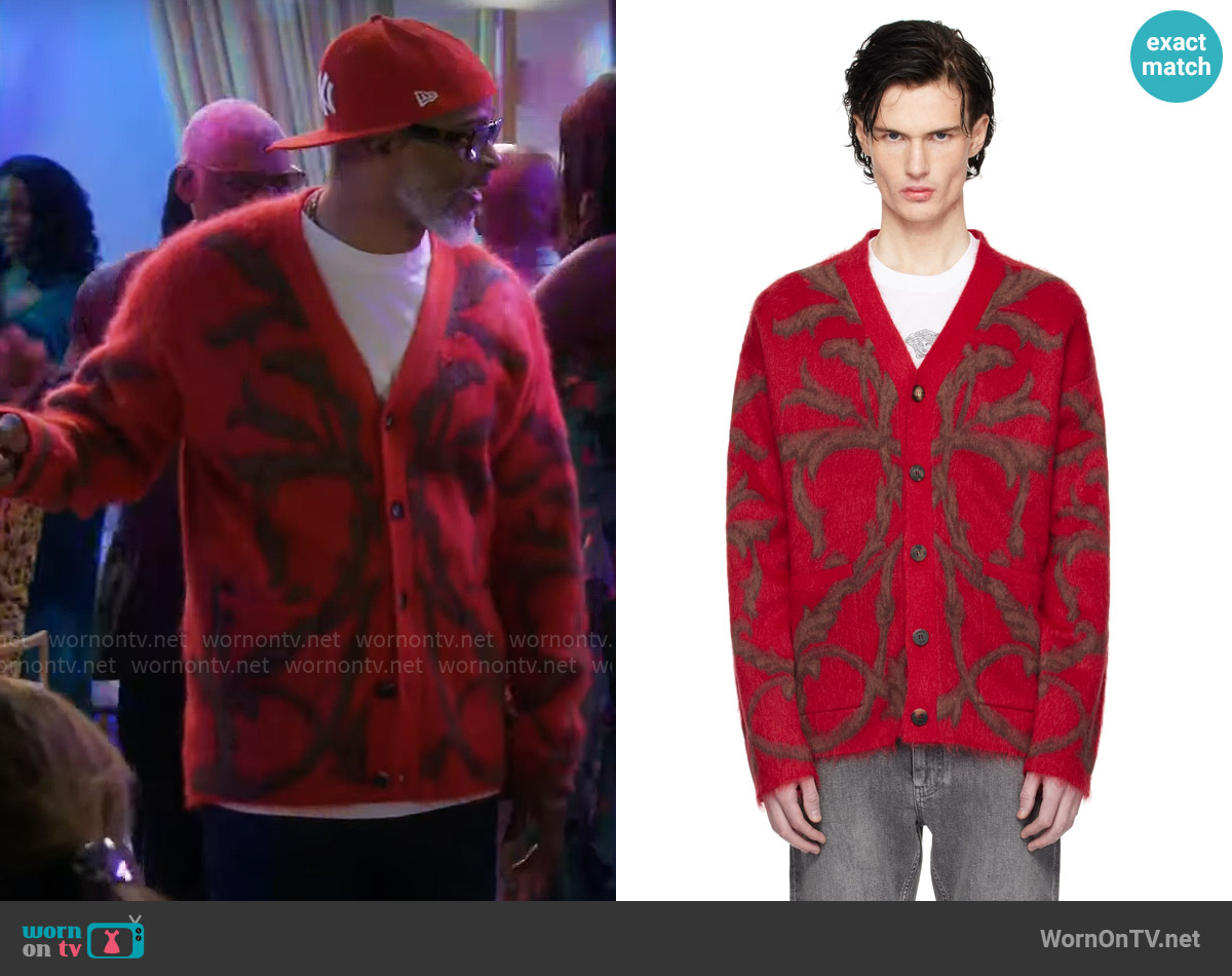Versace Acanthus Leaves Mohair-Blend Cardigan worn by Poppa (Damon Wayans) on Poppas House