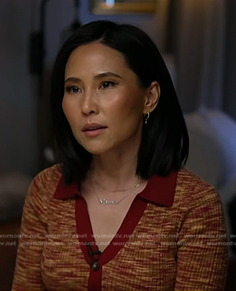 Vicky’s red space dye knit dress on Today