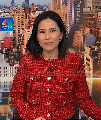 Vicky’s red tweed jacket on NBC News Daily