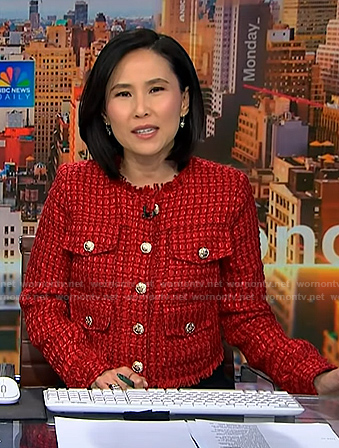 Vicky’s red tweed jacket on NBC News Daily