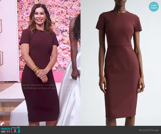 Victoria Beckham Stretch Crepe Sheath Dress worn by Rebecca Jarvis on Good Morning America