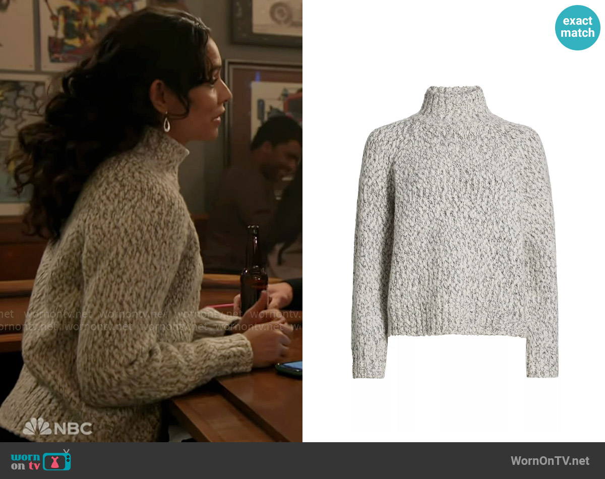 Vince Tonal Marl Textured Turtleneck worn by Stella Kidd (Miranda Rae Mayo) on Chicago Fire