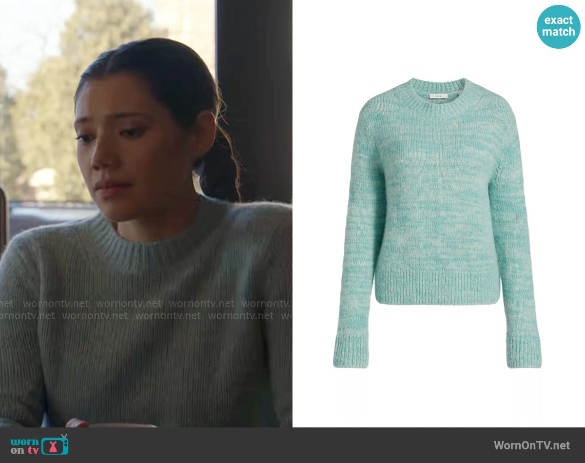 Vince Marl Alpaca-Blend Sweater in Wave Gem worn by Violet Mikami (Hanako Greensmith) on Chicago Fire