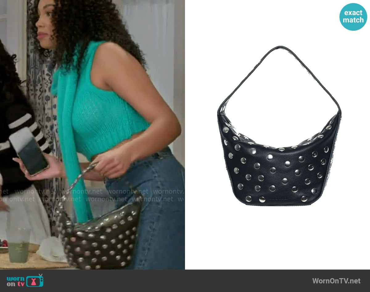 Walter Baker Hendrix Stud Leather Shoulder Bag worn by Chelsea Hamilton (RhonniRose Mantilla) on Beyond the Gates