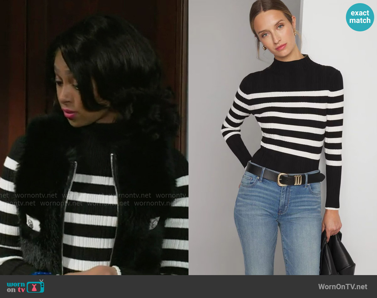 White House Black Market Ribbed Mockneck Sweater worn by Kat Richardson (Colby Muhammad) on Beyond the Gates