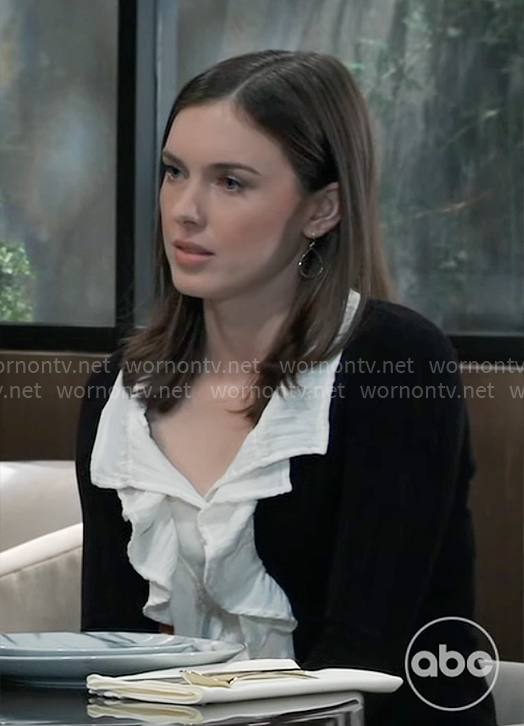 Willow’s ruffled cardigan on General Hospital