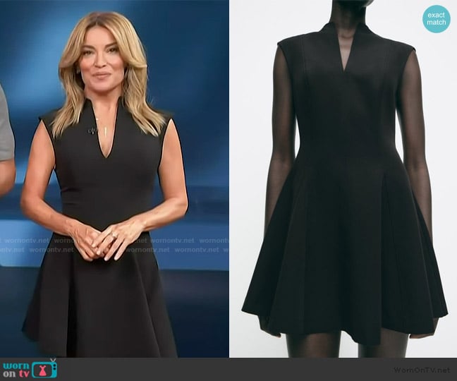 Zara Sleeveless Crepe Mini Dress worn by Kit Hoover on Access Hollywood