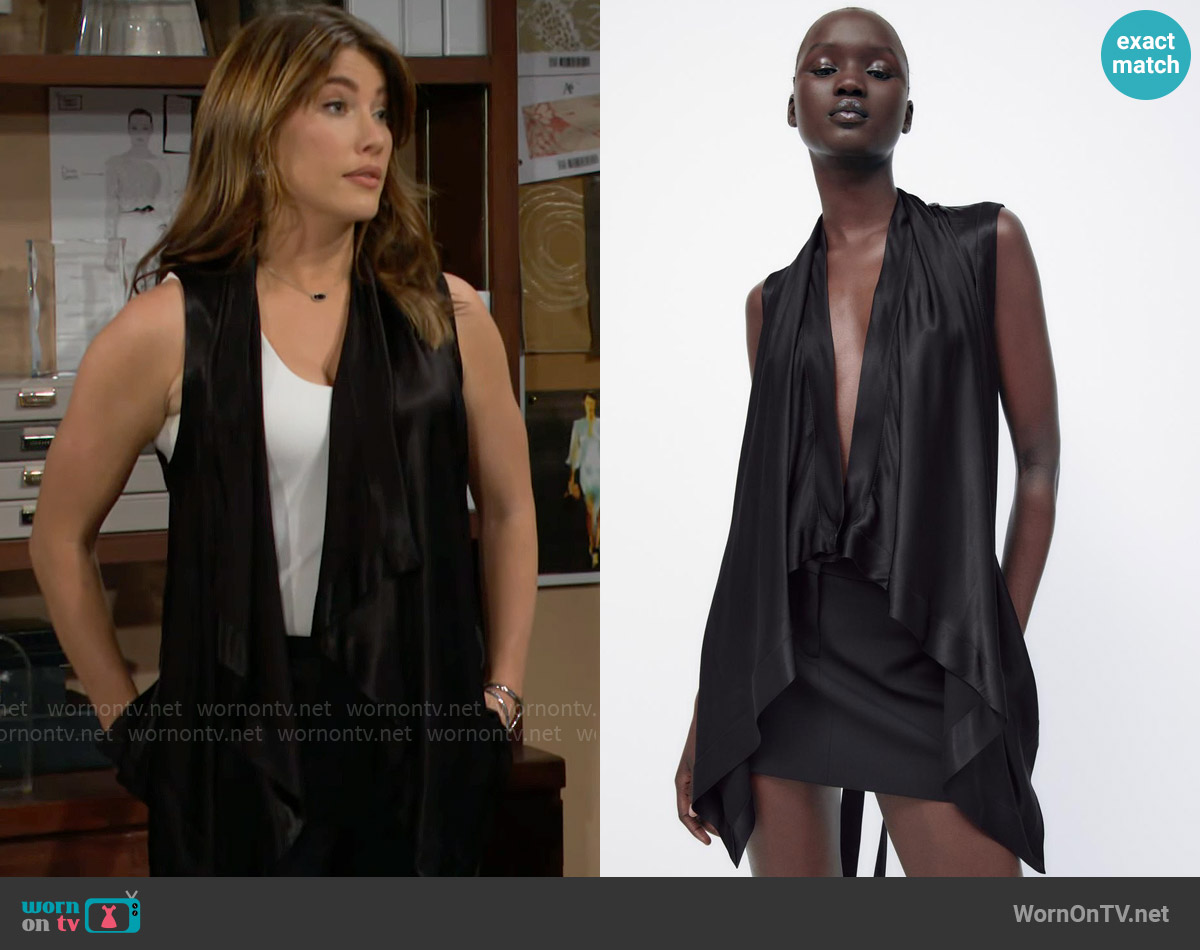 Zara Oversize Vest Blouse worn by Steffy Forrester (Jacqueline MacInnes Wood) on The Bold and the Beautiful