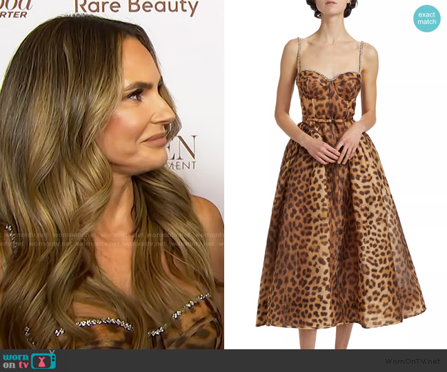 Zimmermann Crush Leopard Paneled Midi-Dress worn by Keltie Knight on E! News