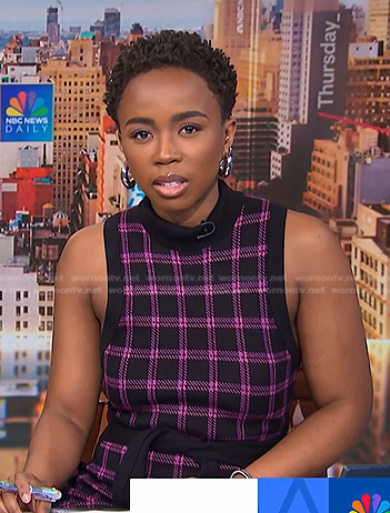 Zinhle’s black and pink plaid knit dress on NBC News Daily