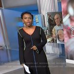 Zinhle’s black dress with multicolor piping on NBC News Daily