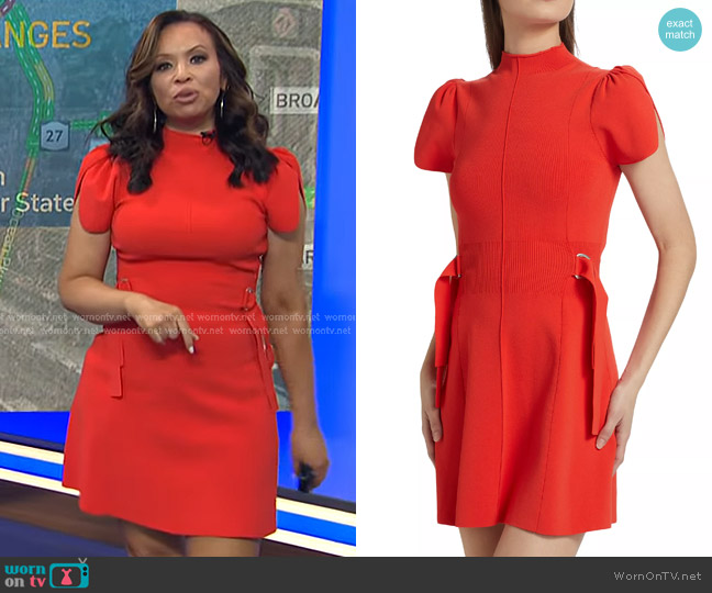 3.1 Phillip Lim Compact Rib Tulip Mini Dress in Poppy worn by Adelle Caballero on Today