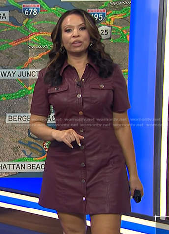 Adelle’s red short sleeve leather shirtdress on Today