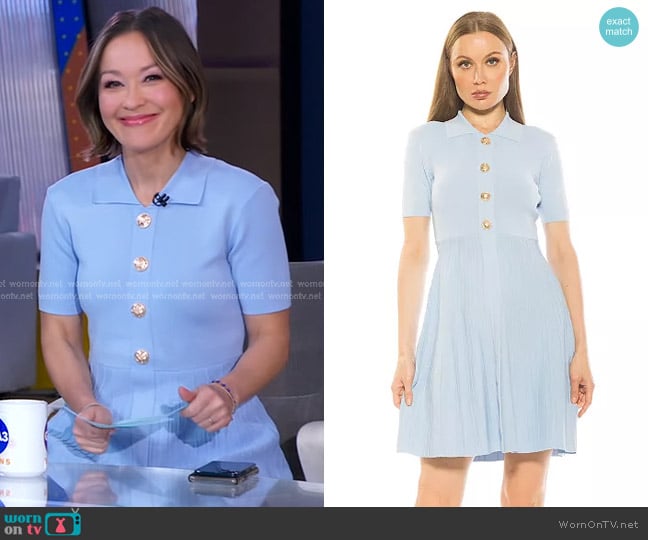 Alexia Admor Soren Knit Fit & Flare Dress in Halogen Blue worn by Eva Pilgrim on Good Morning America