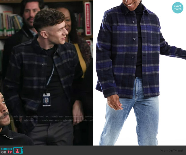 ASOS Wool Look Shacket worn by Jacob Hill (Chris Perfetti) on Abbott Elementary