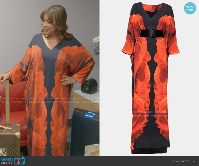 Alexander McQueen Floral Printed Belted Dress worn by Jennifer Tilly on The Real Housewives of Beverly Hills