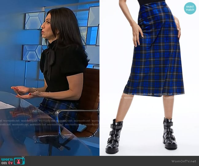 Alice + Olivia Maeve Midi Slip Skirt worn by Dr. Natalie Azar on NBC News Daily