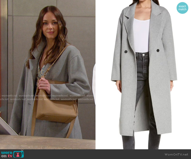 All Saints Sammy Double Breasted Wool Blend Coat worn by Stephanie Johnson (Abigail Klein) on Days of our Lives