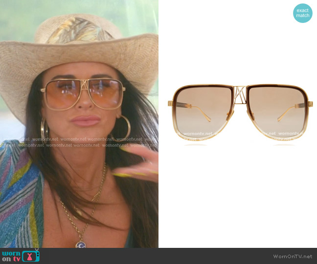 Anna-Karin Karlsson Logo Dude Sunglasses in Tobacco worn by Kyle Richards on The Real Housewives of Beverly Hills