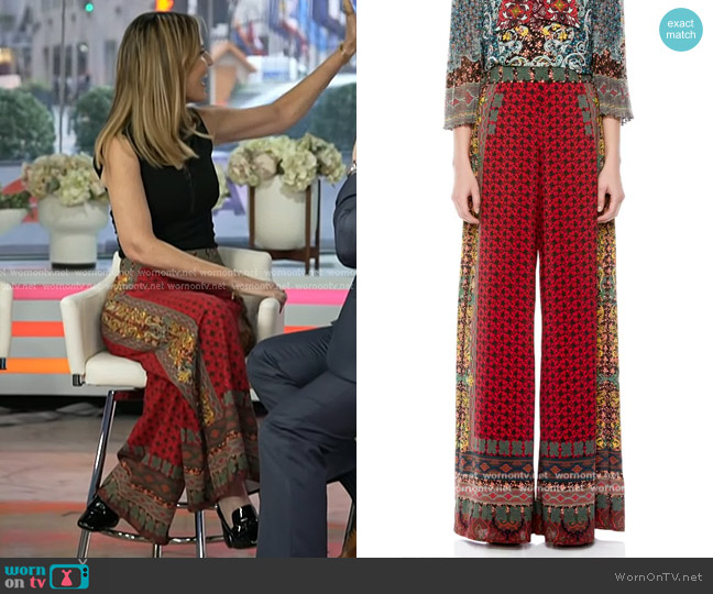 Alice + Olivia Athena Pattern Mix Wide Leg Pants worn by Savannah Guthrie on Today