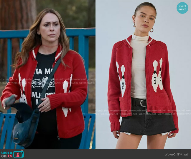 BDG Scottie Graphic Knit Zip-Up Cardigan in Bowling worn by Maddie Kendall (Jennifer Love Hewitt) on 9-1-1
