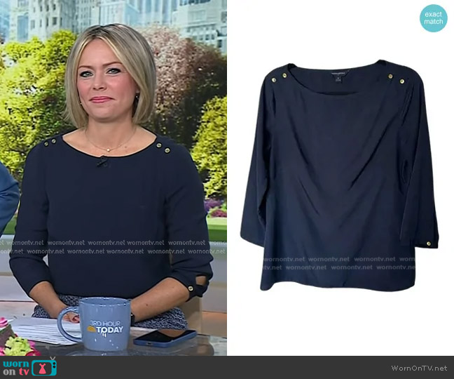 Banana Republic Boatneck Top with Gold Buttons worn by Dylan Dreyer on Today