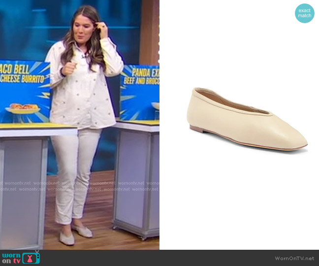 Tony Bianco Bianca Ballet Flat in Vanilla Nappa worn by Caroline Chambers on Good Morning America