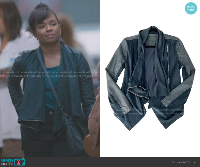 Blank NYC Drape Front Faux Suede Jacket worn by Simone Griffith (Alexis Floyd) on Greys Anatomy