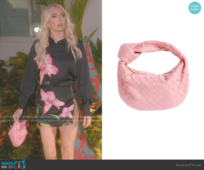 Bottega Veneta Mini Jodie Leather Hobo worn by Erika Jayne on The Real Housewives of Beverly Hills