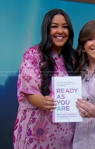 Brittany Maher’s pink floral embellished top on Good Morning America