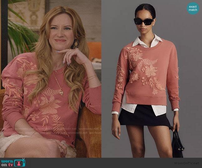 Anthropologie Fern & Flower Crew-Neck Sweatshirt worn by Elle (Sloane Avery) on All American