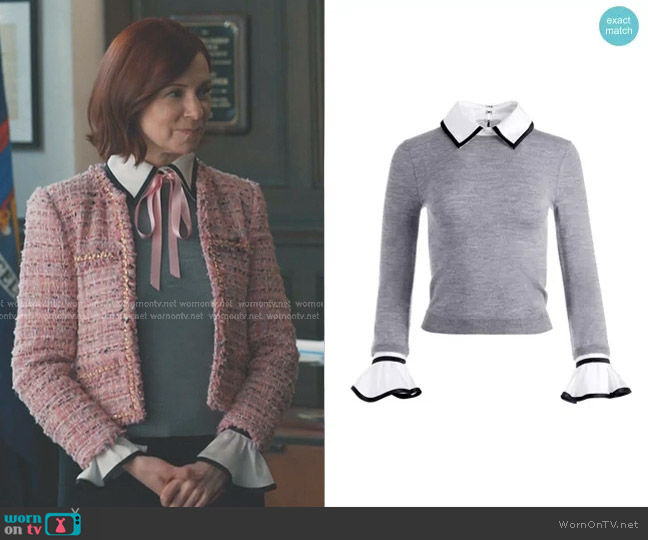 Alice + Olivia Justina Mixed Media Pullover worn by Elsbeth Tascioni (Carrie Preston) on Elsbeth