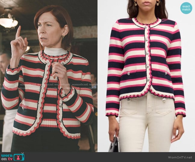 Veronica Beard Sabelle Striped Knit Jacket worn by Elsbeth Tascioni (Carrie Preston) on Elsbeth