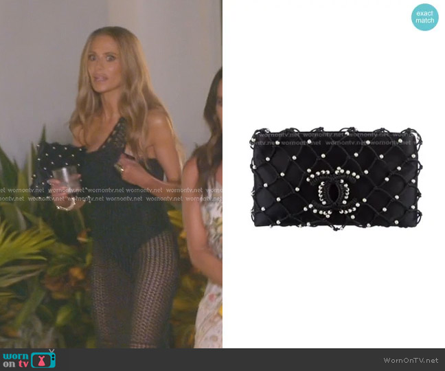 Chanel Coco Beach Faux Pearl Clutch worn by Dorit Kemsley on The Real Housewives of Beverly Hills