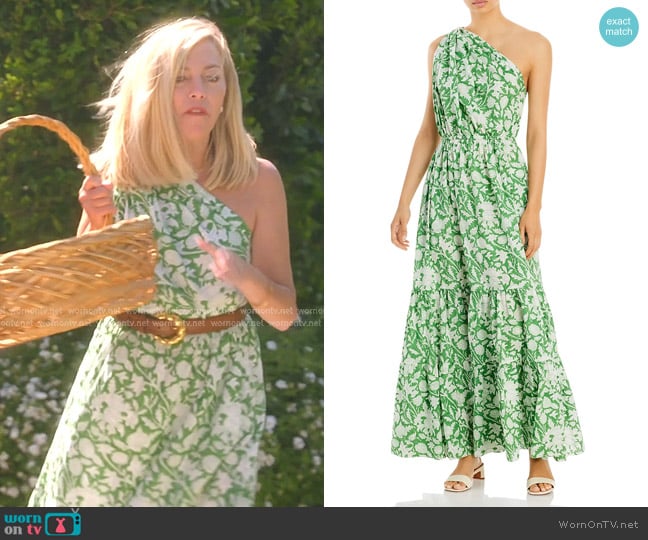 Charina Sarte Botanica One Shoulder Maxi Dress worn by Sutton Stracke on The Real Housewives of Beverly Hills