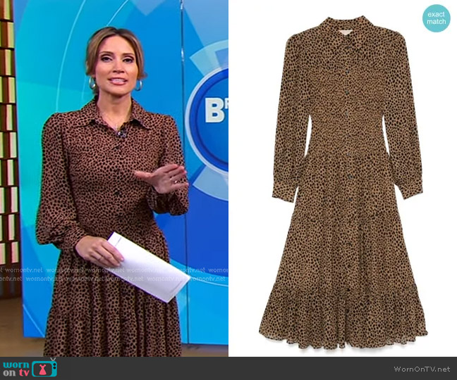 Michael Kors Cheetah-print Midi Dress worn by Rhiannon Ally on Good Morning America