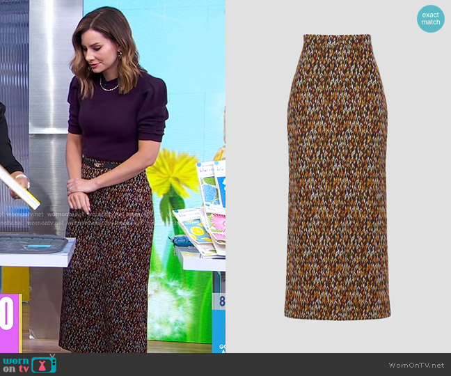Rosetta Getty Chevron Maxi Skirt worn by Rebecca Jarvis on Good Morning America