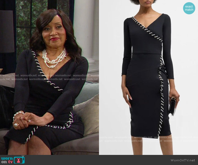 Chiara Boni La Petite Robe Lace-Up Bodycon Midi Dress worn by Paulina Price (Jackée Harry) on Days of our Lives