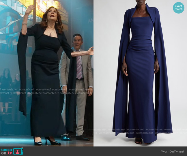 Chiara Boni La Petite Robe Reiko Cape Long Sleeve Gown worn by Ann (Lesley Ann Warren) on 9-1-1