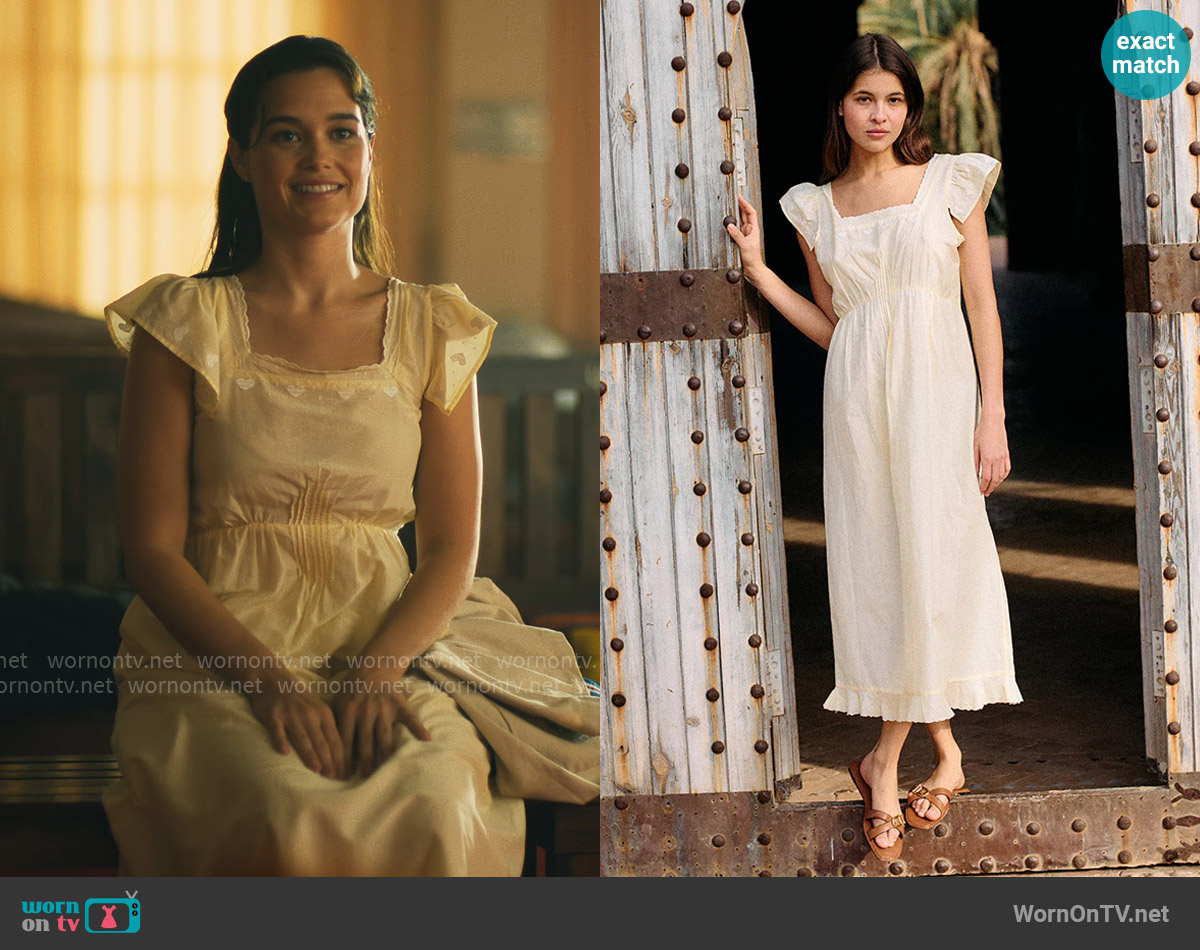 Ciao Lucia Olin Dress in Butter worn by Piper Ratliff (Sarah Catherine Hook) on The White Lotus