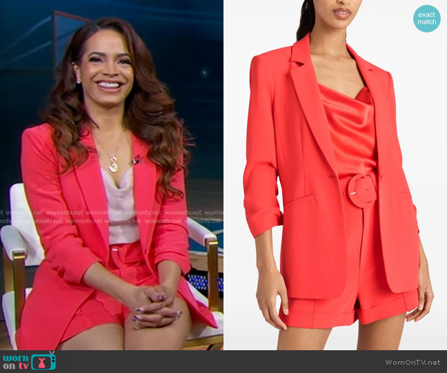 Cinq a Sept Khloe Ruched-Cuff Blazer worn by Elle Duncan on Good Morning America