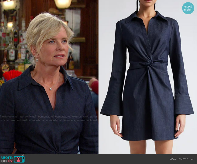 Cinq a Sept Denim Mckenna Dress in Indigo worn by Kayla Brady (Mary Beth Evans) on Days of our Lives