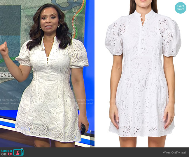 Club Monaco Eyelet Balloon Sleeve Mini Dress worn by Adelle Caballero on Today